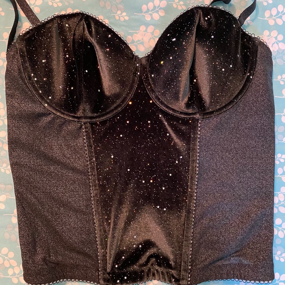 Dark Green Victoria’s Secret Velvet Corset Top - Size 36D
